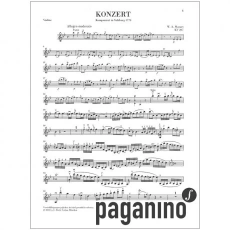 Mozart, W. A.: Violinkonzert Nr. 1 KV 207 B-Dur Urtext 4 Mozart, W. A.: Violinkonzert Nr. 1 KV 207 B-Dur Urtext - Image 4